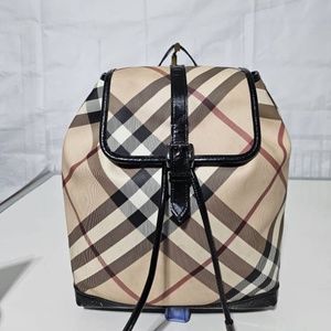 Burberry Beige and Black Check Backpack